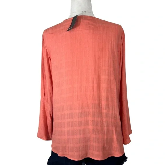 Torrid NEW Textured Woven Tie Front Top Crabapple Coral Orange Medium Large L 10 - Picture 13 of 15